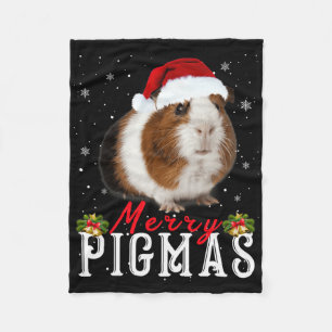 Merry Pigmas Face Mask Fun Guinea Pig Christmas Sa Fleece Blanket