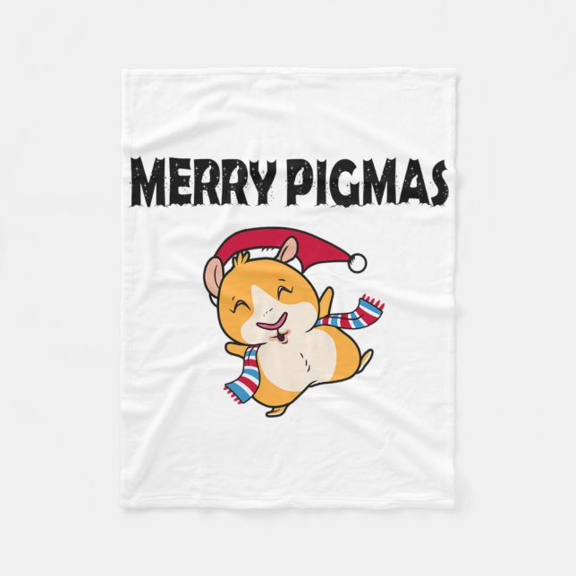 Merry Pigmas Face Mask Funny Guinea Pig Christmas  Fleece Blanket (Front)