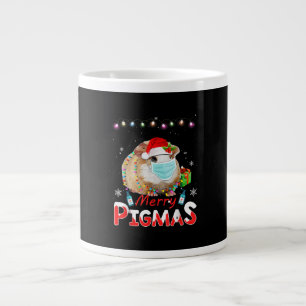 Merry Pigmas Face Mask Funny Guinea Pig Christmas Large Coffee Mug