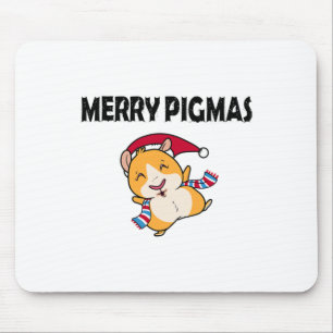 Merry Pigmas Face Mask Funny Guinea Pig Christmas Mouse Pad