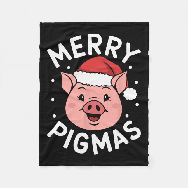 Merry Pigmas Funny Pig Christmas Santa Pig Xmas Fa Fleece Blanket (Front)