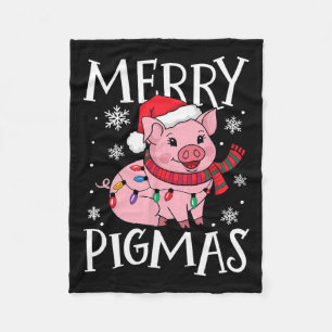 Merry Pigmas Funny Pig Christmas Santa Pig Xmas Fa Fleece Blanket