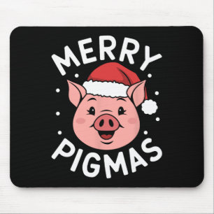 Merry Pigmas Funny Pig Christmas Santa Pig Xmas Fa Mouse Pad