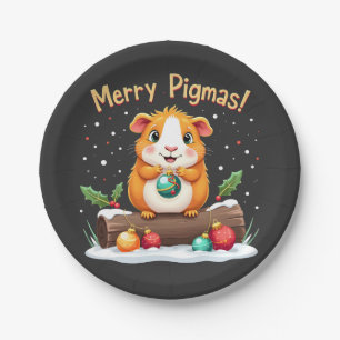 Merry Pigmas Guinea Pig Christmas Santa  Paper Plate