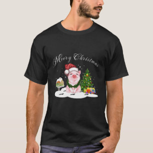 Merry Pigmas Pig Christmas Santa Pig Xmas Lights F T-Shirt