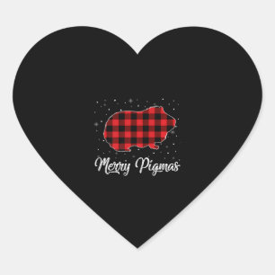 Merry Pigmas Red Plaid Guinea Pig Christmas Gift P Heart Sticker