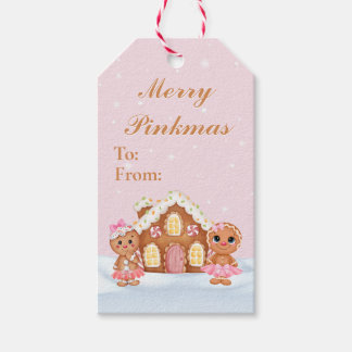 Merry Pinkmas Gingerbread Gift Tags