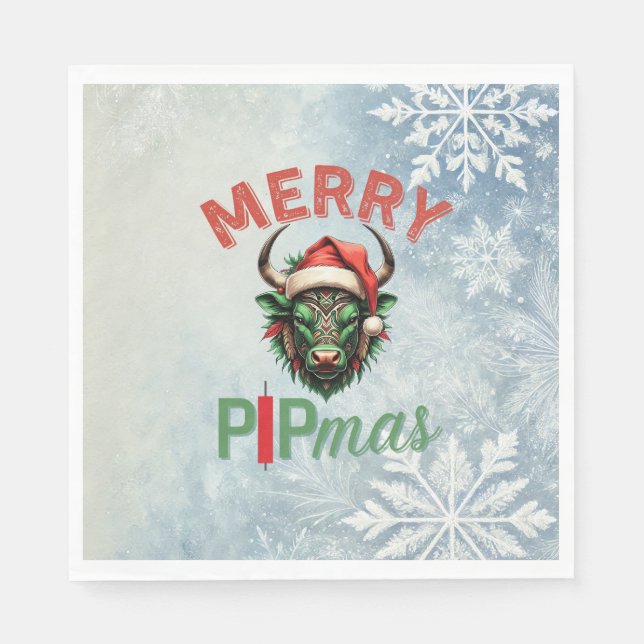 Merry PIPmas Trading Bull Christmas Design – Funny Napkin (Front)