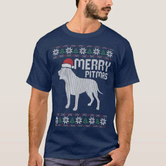 Merry Pitbull Pitmas Christmas Dog Puppy Ugly XMas T-Shirt