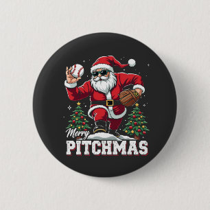 Merry Pitchmas Christmas Santa Baseball Lover 2 Inch Round Button