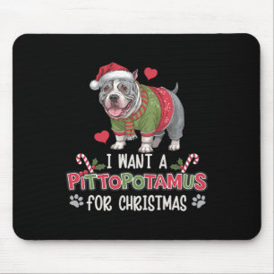 Merry Pitmas Pitbull Dog I Love My Pittopotamus Ch Mouse Pad
