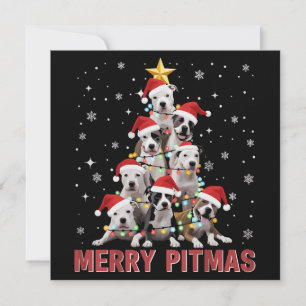 Merry Pitmas Pitbull Dog Tree Ugly Christmas Holiday Card