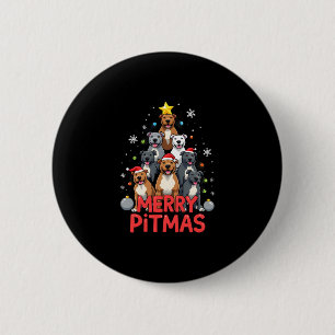 Merry Pitmas Pitbull Dog Ugly Christmas Sweater Tr 2 Inch Round Button