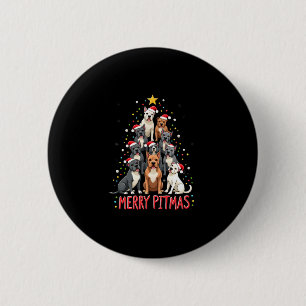 Merry Pitmas Pitbull Dog Ugly Christmas Sweater Tr 2 Inch Round Button