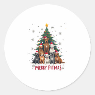 Merry Pitmas Pitbull Dog Ugly Christmas Sweater Tr Classic Round Sticker