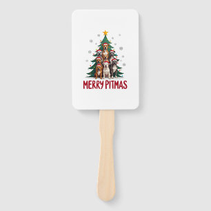 Merry Pitmas Pitbull Dog Ugly Christmas Sweater Tr Hand Fan