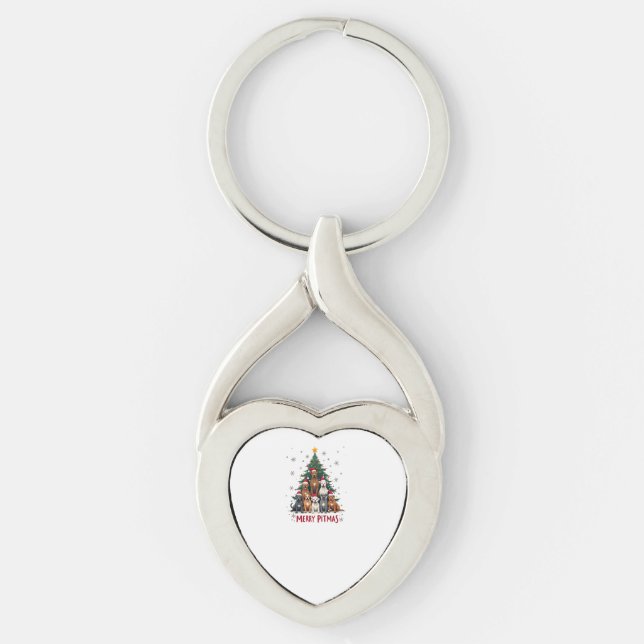 Merry Pitmas Pitbull Dog Ugly Christmas Sweater Tr Keychain (Front)