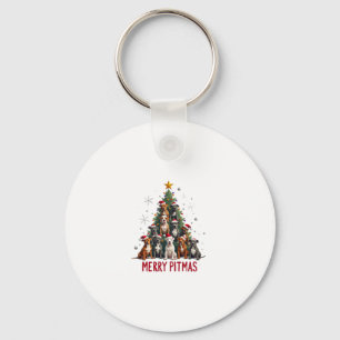 Merry Pitmas Pitbull Dog Ugly Christmas Sweater Tr Keychain