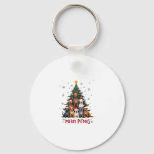 Merry Pitmas Pitbull Dog Ugly Christmas Sweater Tr Keychain