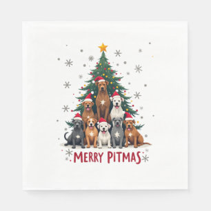 Merry Pitmas Pitbull Dog Ugly Christmas Sweater Tr Napkin