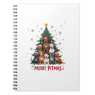 Merry Pitmas Pitbull Dog Ugly Christmas Sweater Tr Notebook