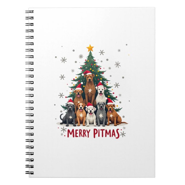 Merry Pitmas Pitbull Dog Ugly Christmas Sweater Tr Notebook (Front)