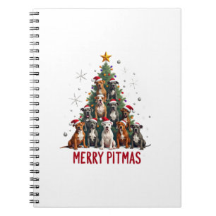 Merry Pitmas Pitbull Dog Ugly Christmas Sweater Tr Notebook