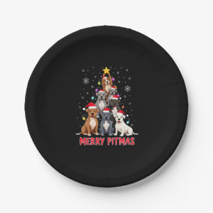 Merry Pitmas Pitbull Dog Ugly Christmas Sweater Tr Paper Plate