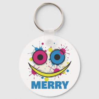 Merry Pop: Colorful & Playful Modern Art Christmas Keychain