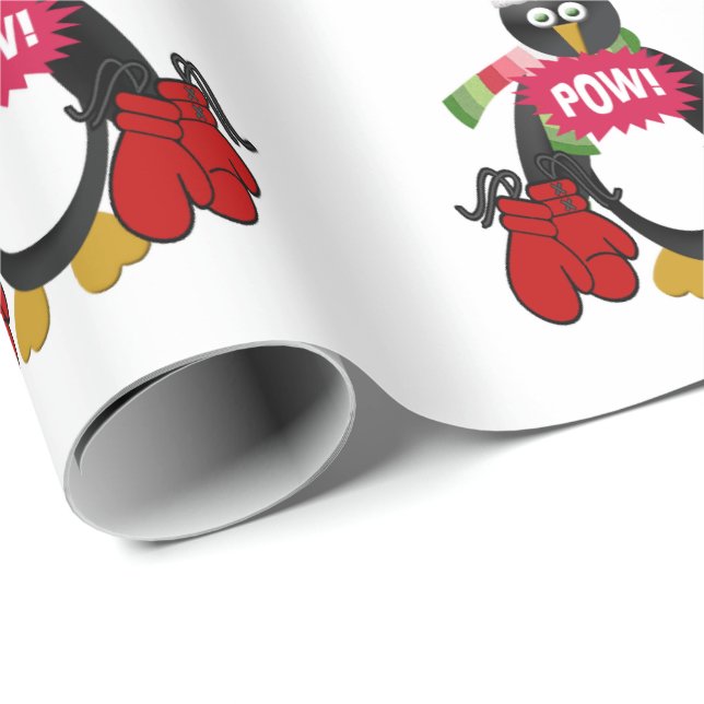 Merry Pow Christmas Penguin Wrapping Paper (Roll Corner)