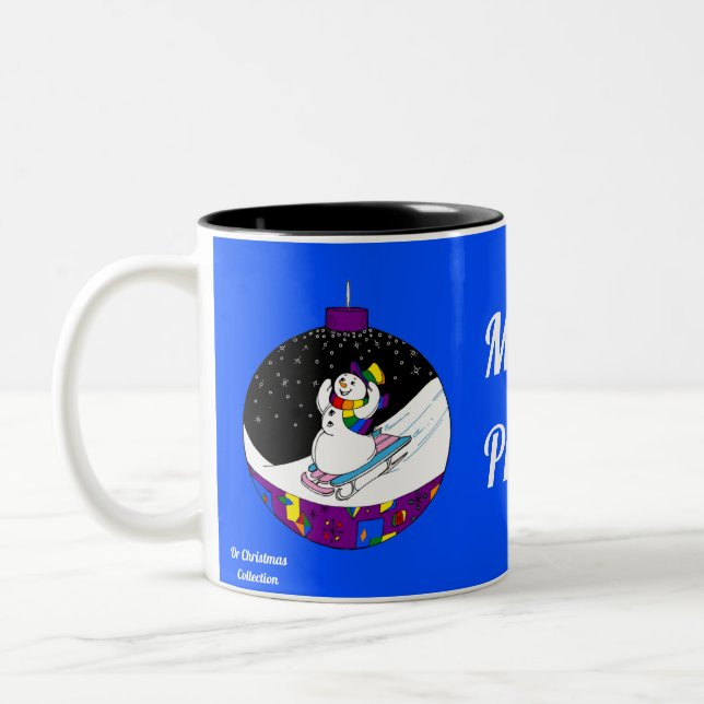 Merry Pride Snowman Two-Tone Coffee Mug (Left)