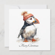 Merry Puffin Christmas Party Stationery