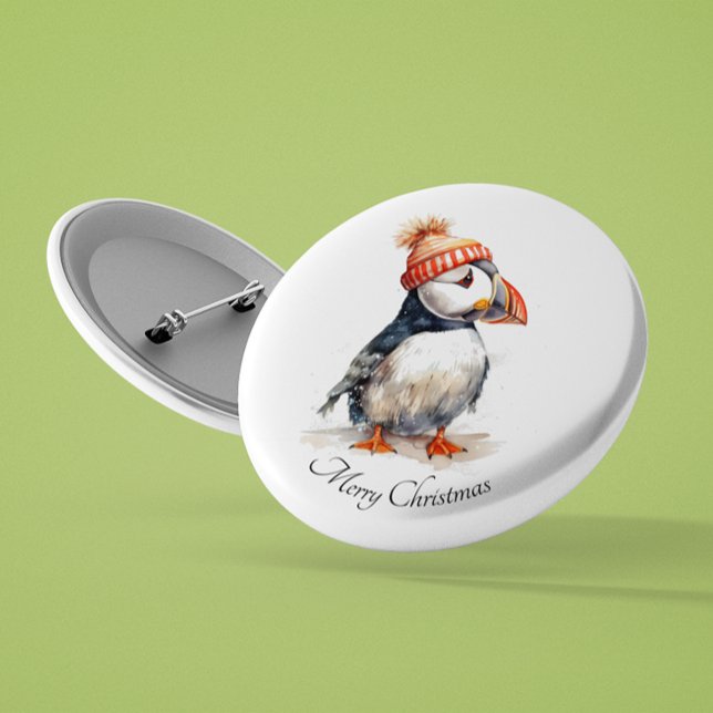 Merry Puffin, custom 1 Inch Round Button (Creator Uploaded)