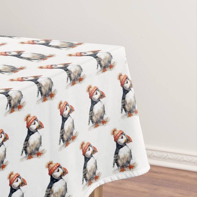 Merry Puffin, custom Tablecloth (In Situ)