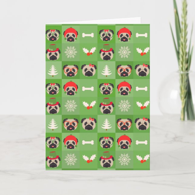 Merry Pug Christmas Card (Front)