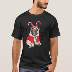 Merry Pug Party Merry Pugmas Cute Puggy Face Dog T-Shirt