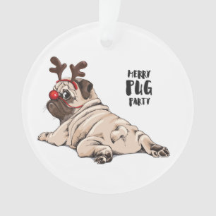 Merry Pug Party Ornament