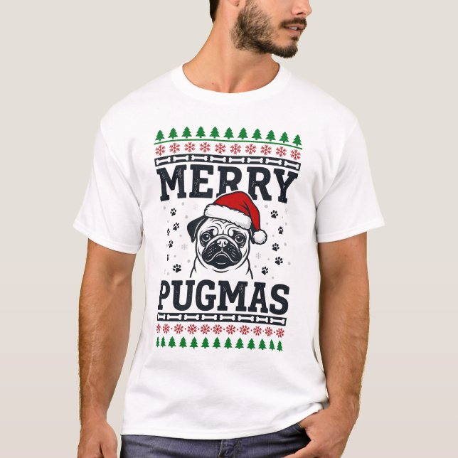Merry Pugmas Christmas Pug Ugly Sweater Design (Front)