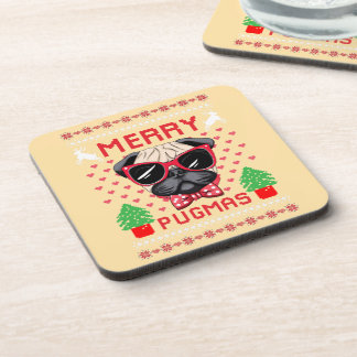 Merry Pugmas! Cork-Backed Coasters