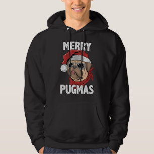 Merry Pugmas Funny Christmas Pug Santa Hat Dog Lov Hoodie