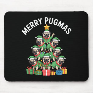 Merry Pugmas Funny Pug Christmas Tree Holiday Long Mouse Pad