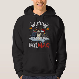Merry Pugmas Funny Santa Reindeer Elf Pug Dog Chri Hoodie