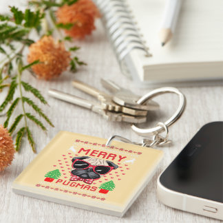 Merry Pugmas! Keychain