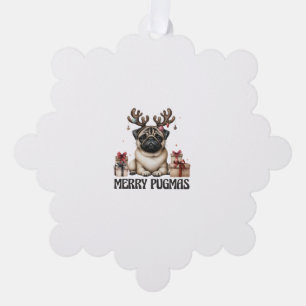 Merry Pugmas Merry Christmas Funny Pug Dog Ornament Card