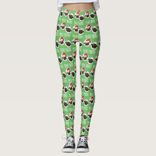 Merry Pugmas Santa and Reindeer Pugs Leggings