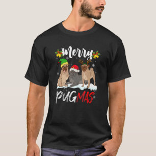 Merry Pugmas Santa Reindeer Elf Pug Dog Christma T-Shirt