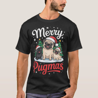 Merry Pugmas Santa Reindeer Pug Dog Christmas T-Shirt