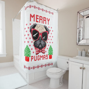 Merry Pugmas! Shower Curtain