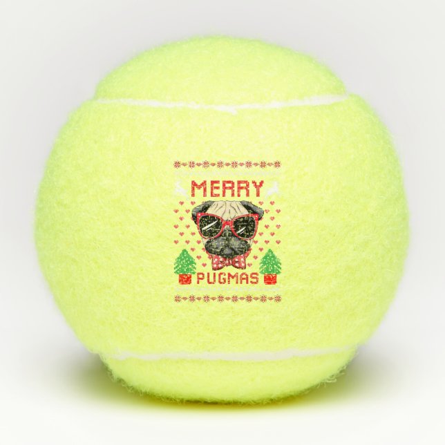 Merry Pugmas! Tennis Balls (Front)