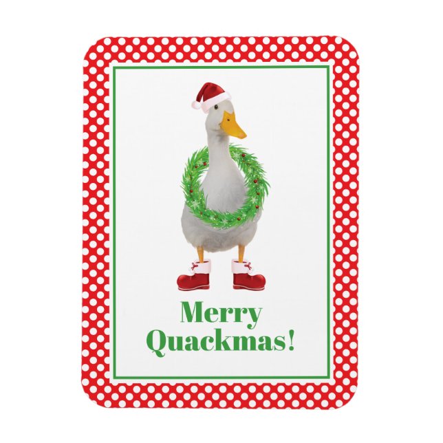 Merry Quackmas Christmas Magnet (Vertical)